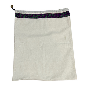 Tory Burch Cream Canvas Dustbag 17.5 x 14 inches with Purple/Green Band